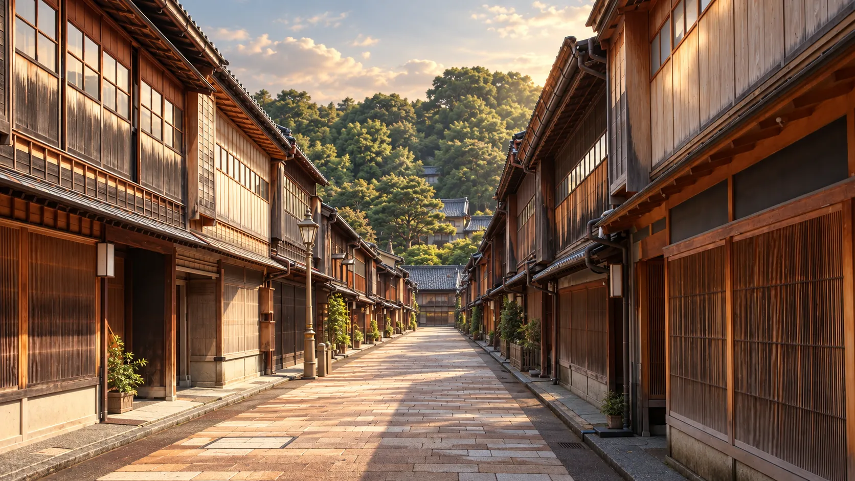 金沢・ひがし茶屋街のAIデフォルメイメージ